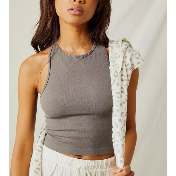Free People Tops - Intimately Free People Hayley Racerback Cropped Ribbed Brami Tank Blacksand XS/S